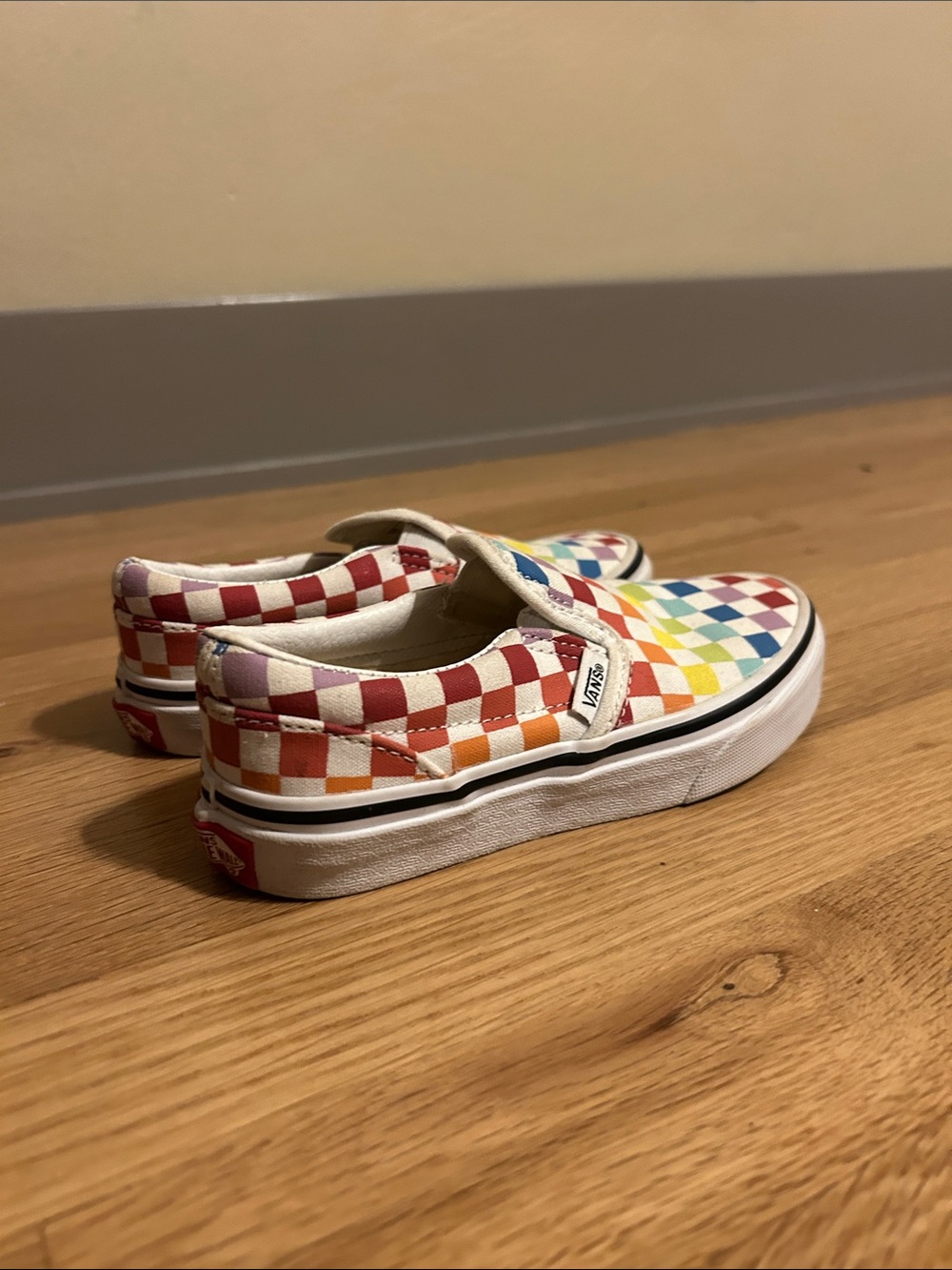 Vans Kids Slip-On Checkerboard Sneakers - Rainbow Multicolor - Picture 7 of 9